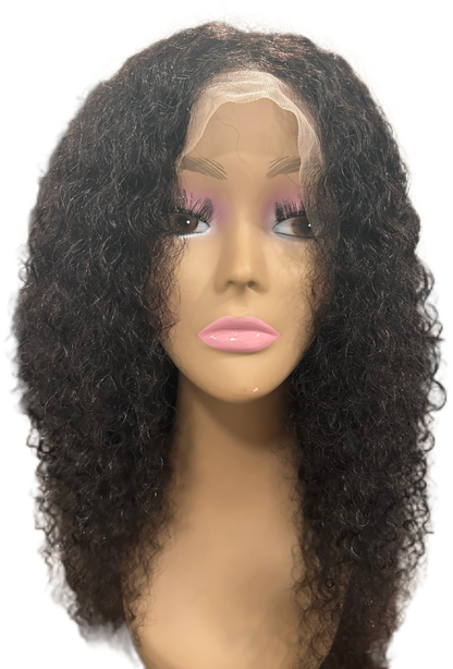 20 inch Brazilian Jerry Curl Wig Human Hair 13x4 Transparent Lace Natural Color