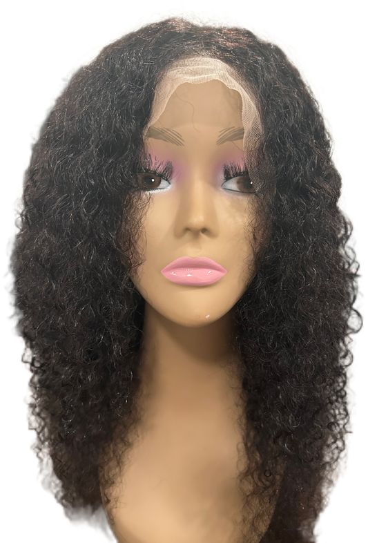 20 inch Brazilian Jerry Curl Wig Human Hair 13x4 Transparent Lace Natural Color